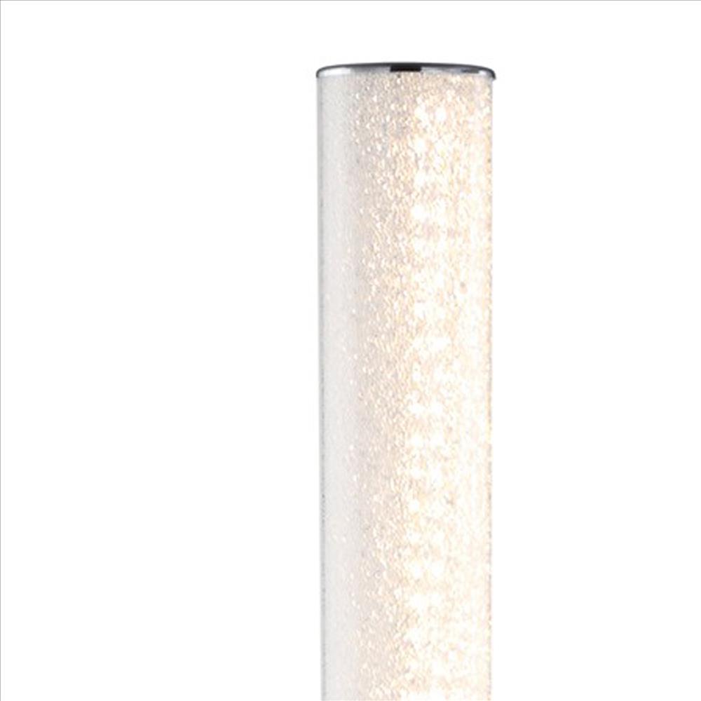 Benjara Column Style Floor Lamp with Sandrock Acrylic Tube, Clear