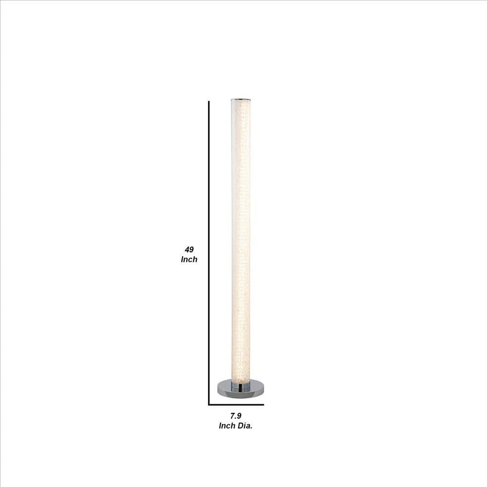 Benjara Column Style Floor Lamp with Sandrock Acrylic Tube, Clear