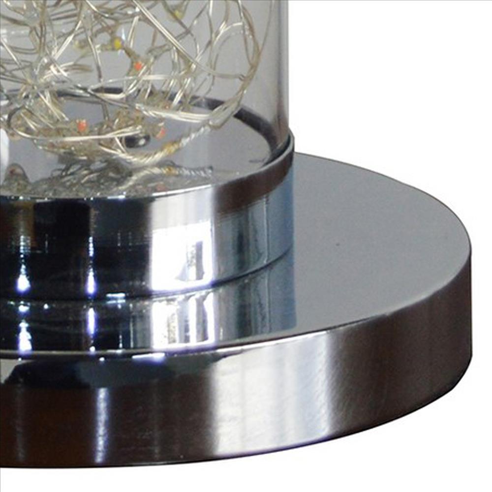 Benjara Column Table Lamp with Integrated Multicolored LED, Clear