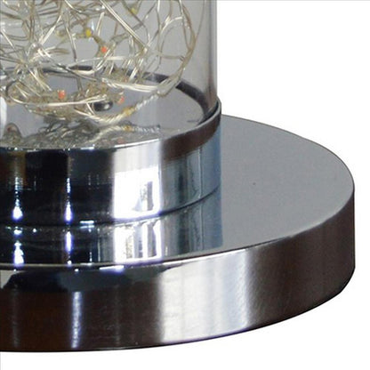 Benjara Column Table Lamp with Integrated Multicolored LED, Clear