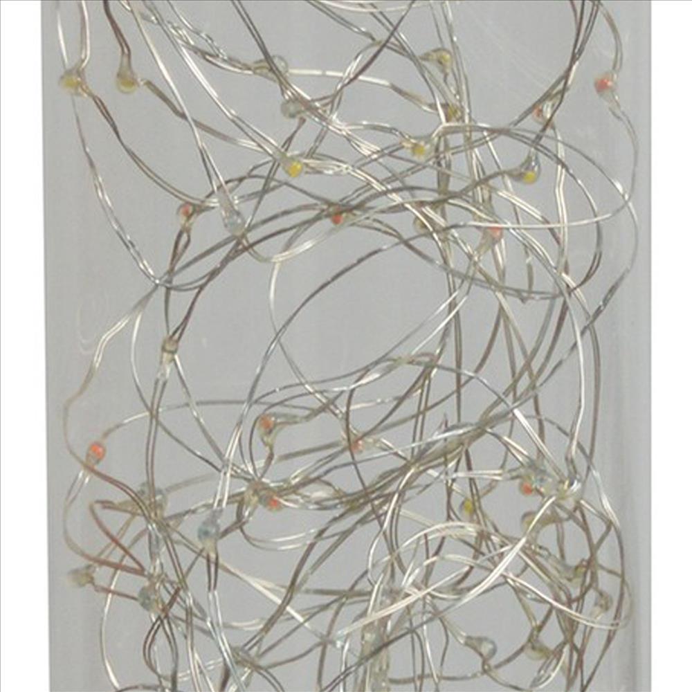 Benjara Column Table Lamp with Integrated Multicolored LED, Clear