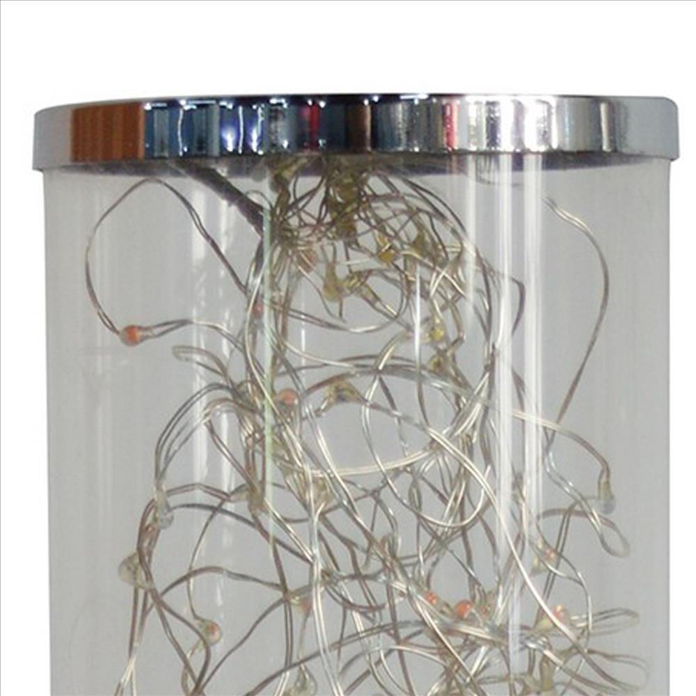 Benjara Column Table Lamp with Integrated Multicolored LED, Clear