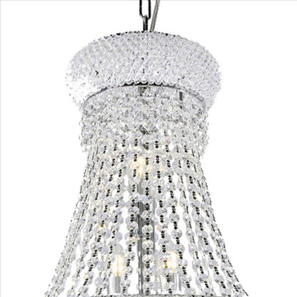 Benjara Crystal Ceiling Lamp with Chandelier Design Body, Clear