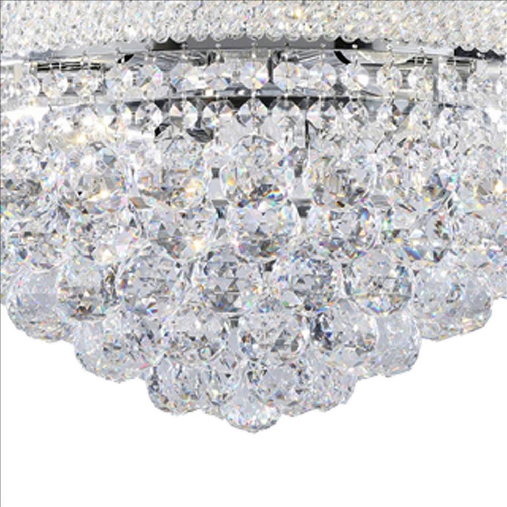 Benjara Crystal Ceiling Lamp with Chandelier Design Body, Clear
