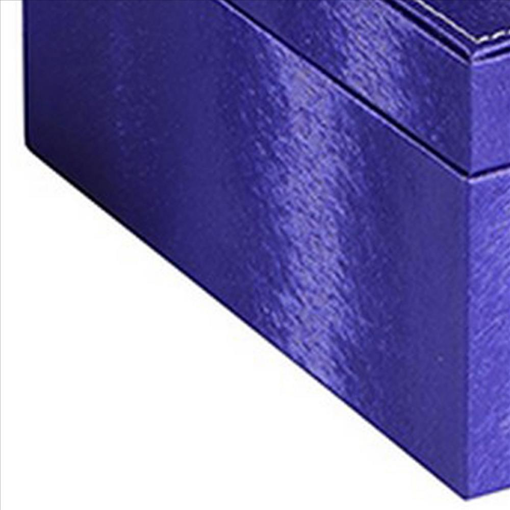 Benjara Jewelry Case with 2 Slots And Earrings Hanger, Blue