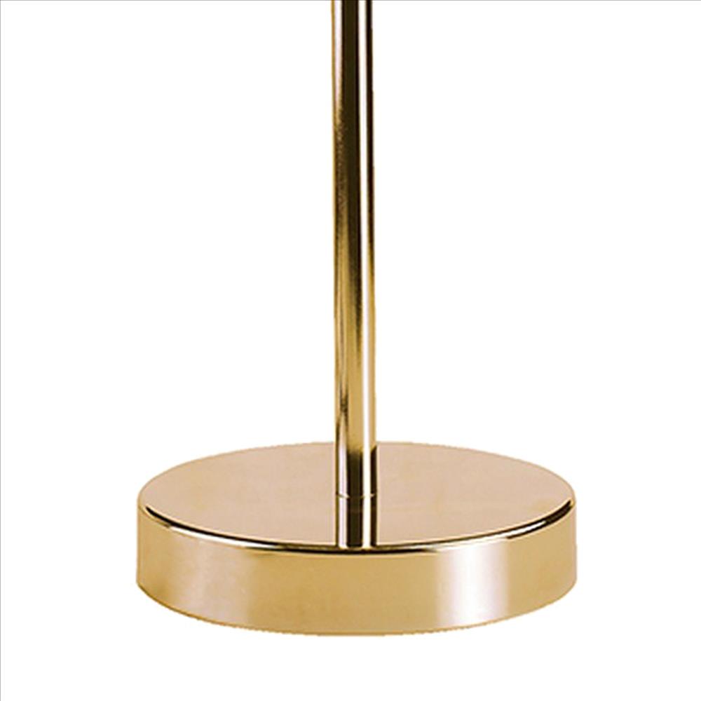 Benjara Metal Stalk Design Table Lamp with Hanging Crystals Shade, Gold