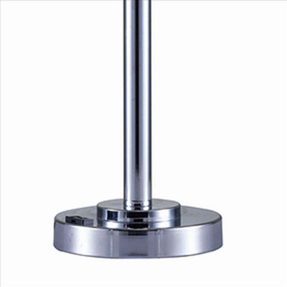 Benjara Metal Table Lamp with Hanging Acrylic Beads And USB Plugin, Silver