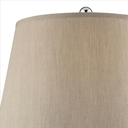 Benjara Onion Shaped Body Glass Table Lamp with Tapered Shade, Purple