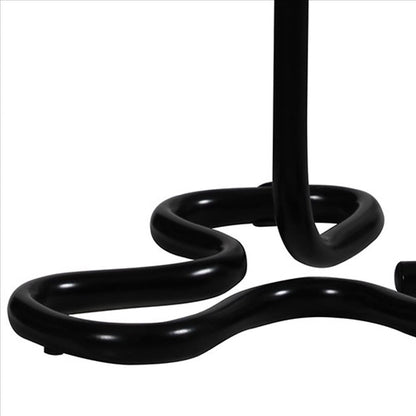 Benjara Plastic Shade Metal Table Lamp with Open Clover Base, Black