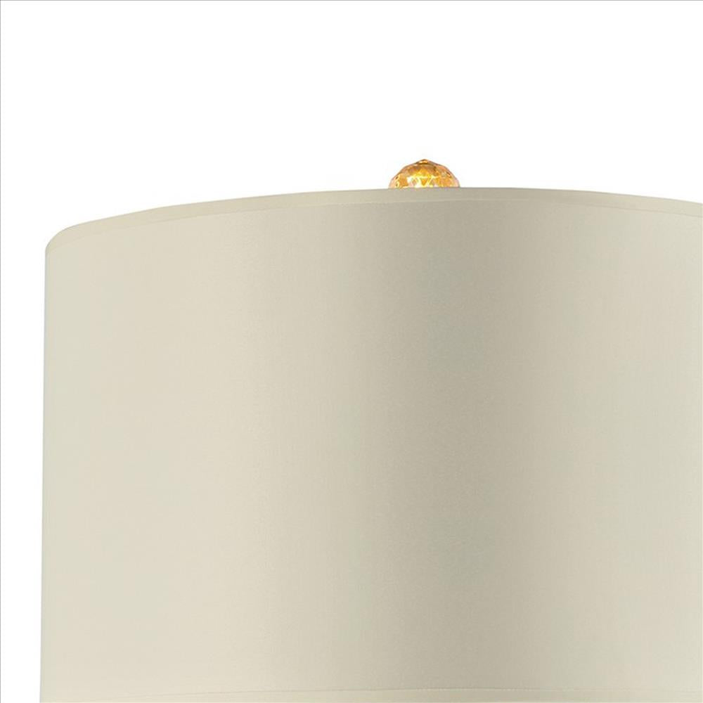 Benjara Table Lamp with Crystal Orb And Metal Stalk Support, Gold