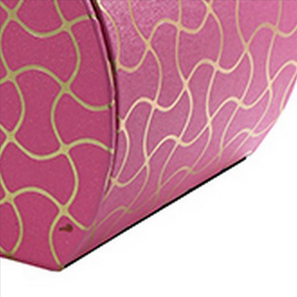 Benjara Travel Jewelry Case with 2 Drawer Storage And Wavy Textured Pattern, Pink