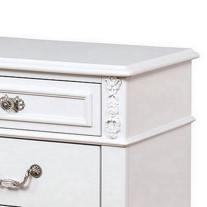 Benjara Nightstand with 3 Drawers And Built In USB Port, White
