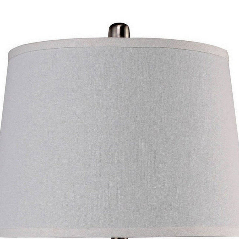 Benjara Table Lamp with Hammered Metal Base, Bronze, White