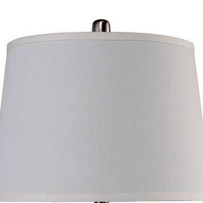 Benjara Table Lamp with Hammered Metal Base, Bronze, White