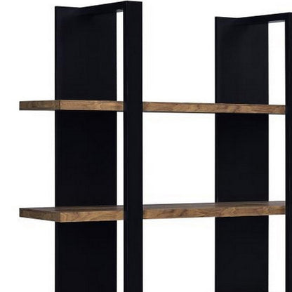 Benjara Bookcase with 4 Tier Shelves And Wooden Frame, Brown And Black