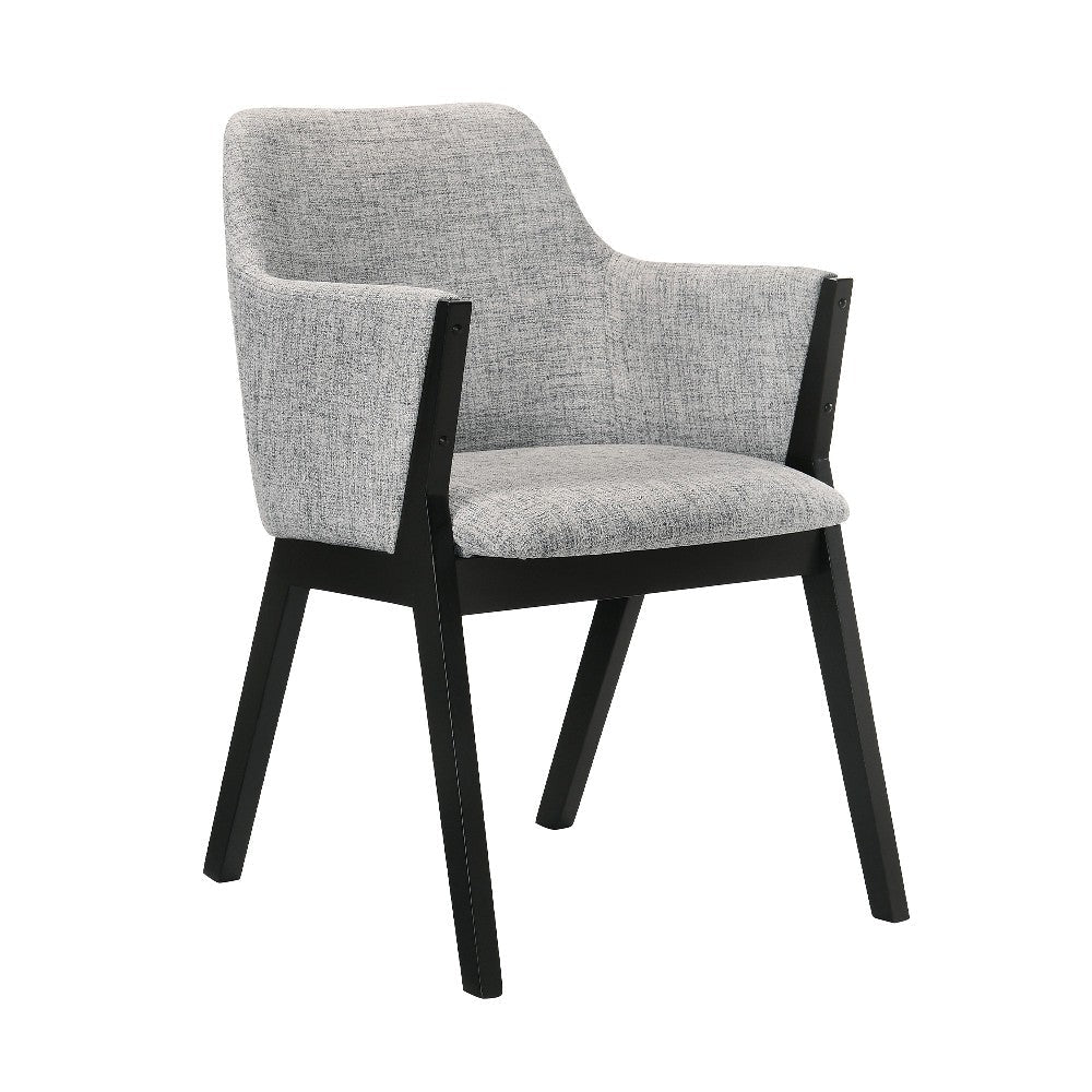 Benjara Renzo Light Gray Fabric And Black Wood Dining Side Chairs - Set of 2