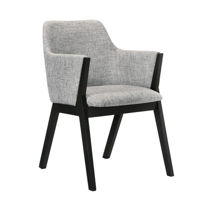 Benjara Renzo Light Gray Fabric And Black Wood Dining Side Chairs - Set of 2