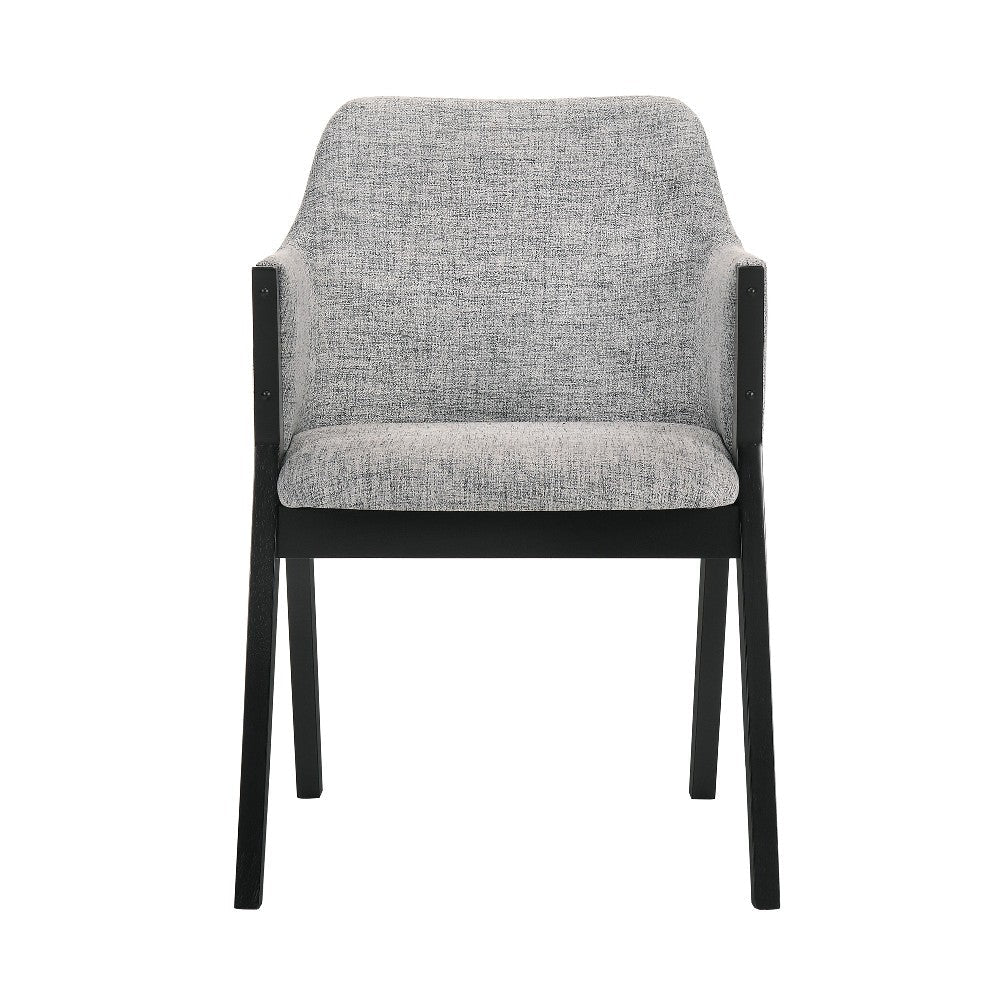 Benjara Renzo Light Gray Fabric And Black Wood Dining Side Chairs - Set of 2