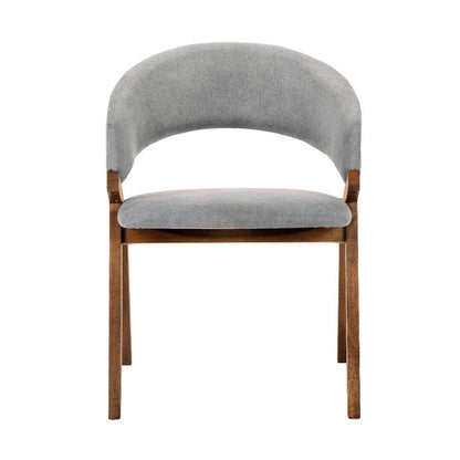 Benjara Talulah Gray Fabric And Walnut Veneer Dining Side Chairs - Set of 2