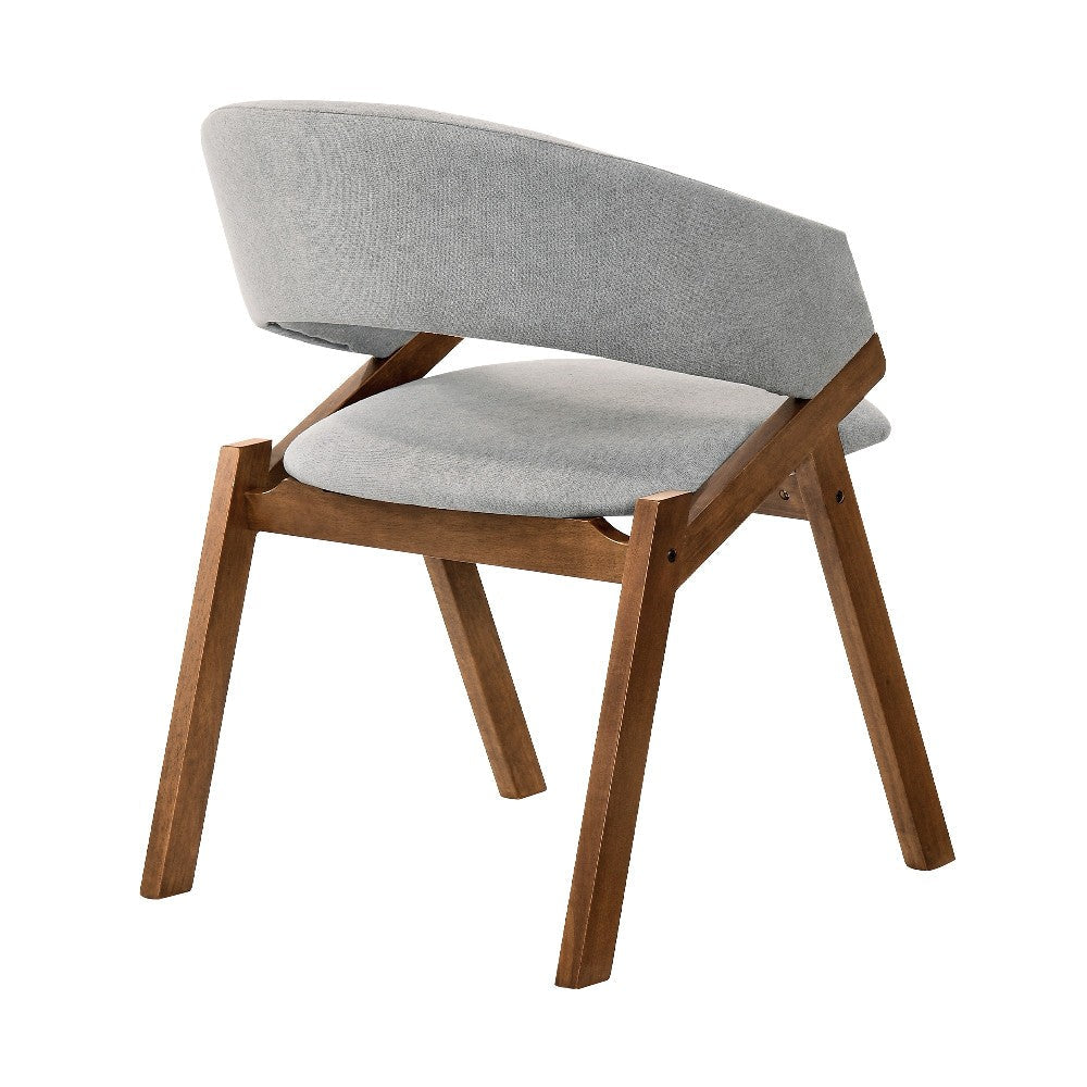 Benjara Talulah Gray Fabric And Walnut Veneer Dining Side Chairs - Set of 2