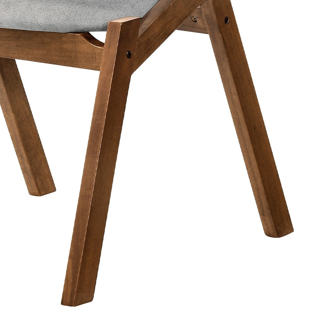 Benjara Talulah Gray Fabric And Walnut Veneer Dining Side Chairs - Set of 2