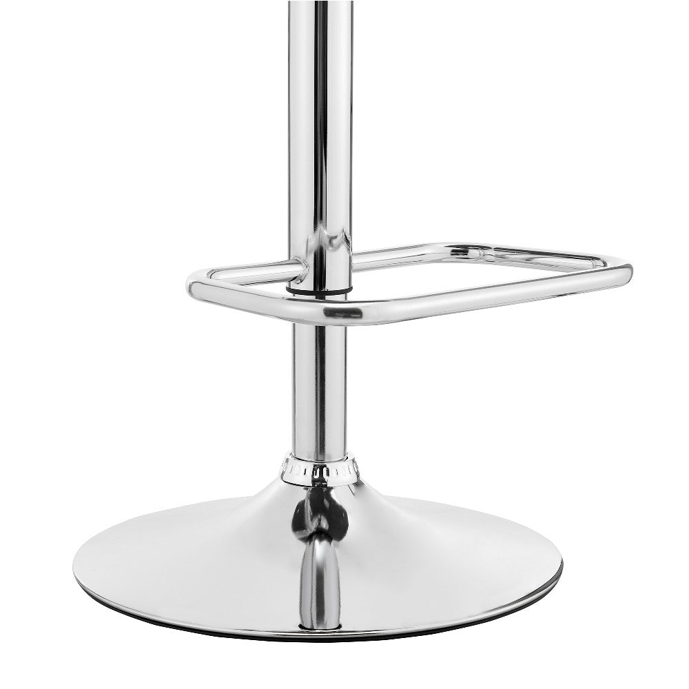 Benjara Metal And Faux Leather Adjustable Bar Stool, Black And Silver