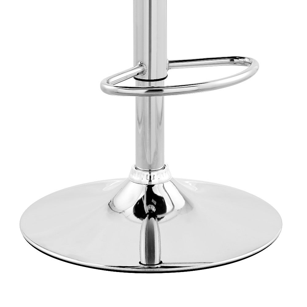 Benjara Faux Leather Adjustable Swivel Bar Stool, Walnut And Cream