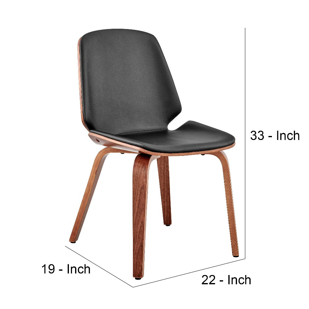 Benjara Leatherette Dining Chair with Slightly Curved Seat, Black