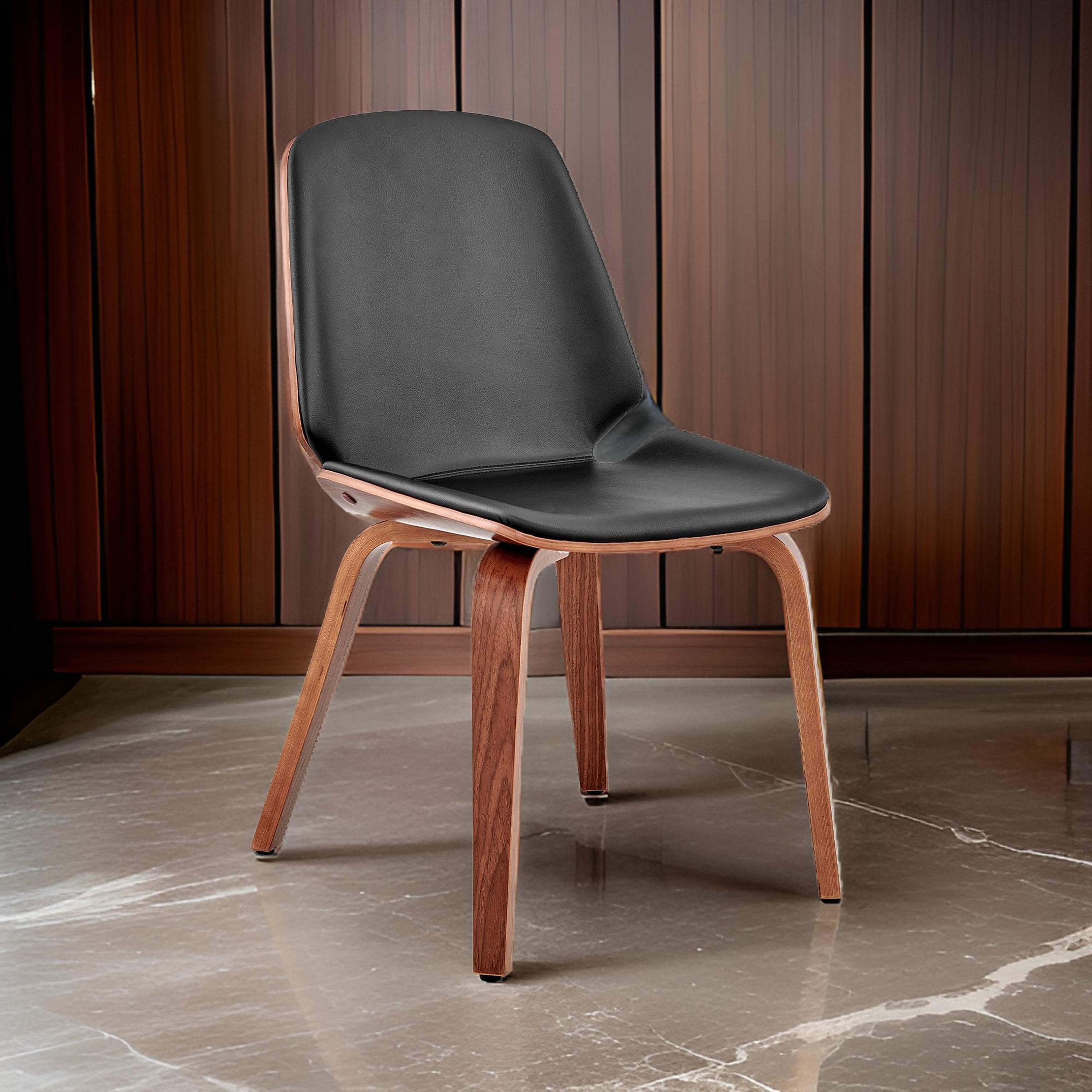 Benjara Leatherette Dining Chair with Slightly Curved Seat, Black