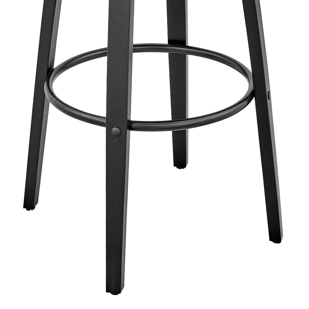 Benjara 26 Inch Leatherette Barstool with Curved Back, Gray And Black