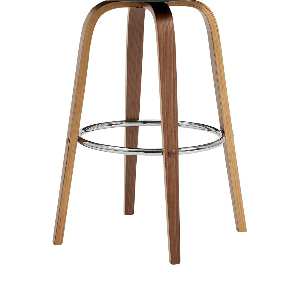 Benjara Swivel Bar Stool with Open Design Wooden Back, Gray