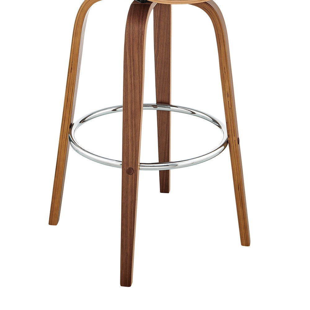 Benjara Swivel Bar Stool with Leatherette Bucket Seat, Gray