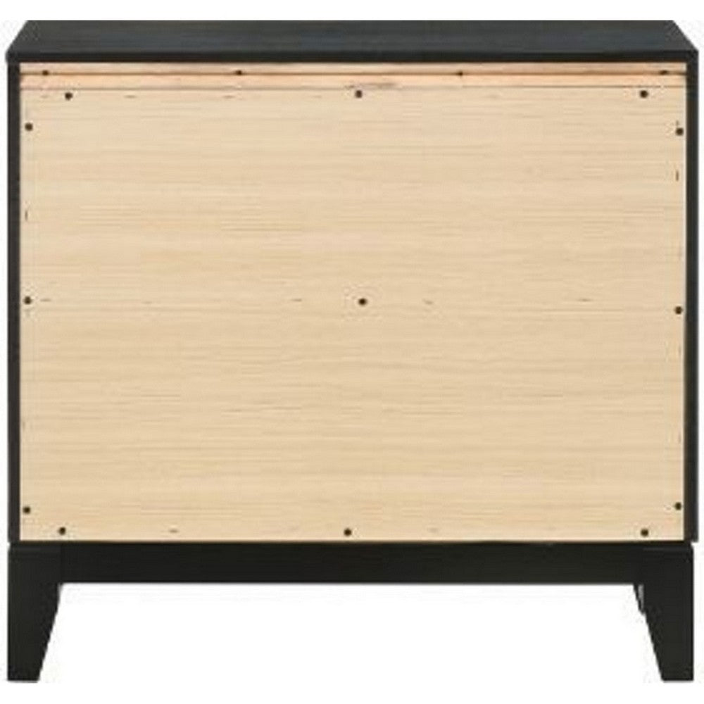 Benjara Nightstand with 2 Drawers And Shimmery Details, Black