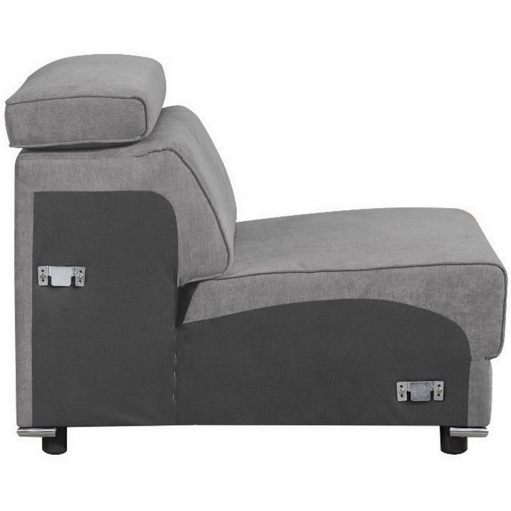 Benjara Fabric Upholstered Modular Armless Chair, Dark Gray