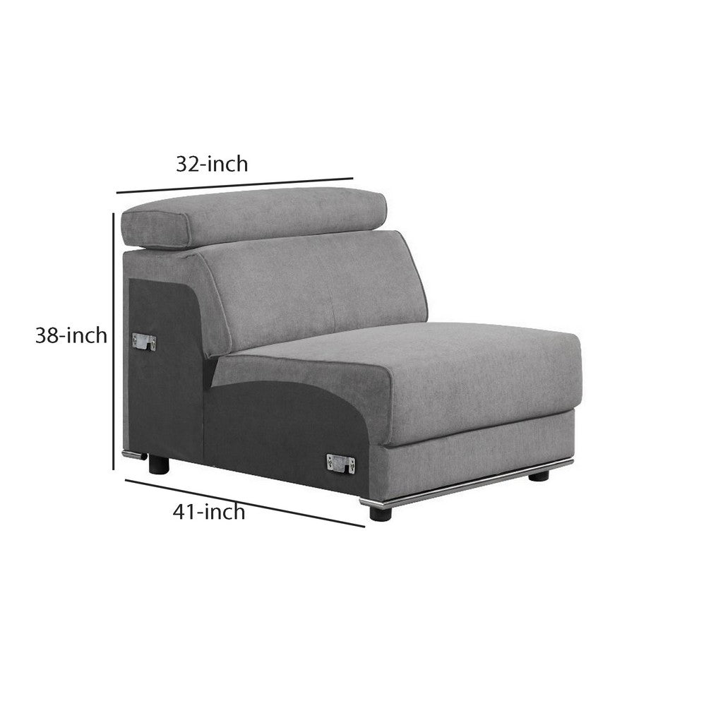 Benjara Fabric Upholstered Modular Armless Chair, Dark Gray