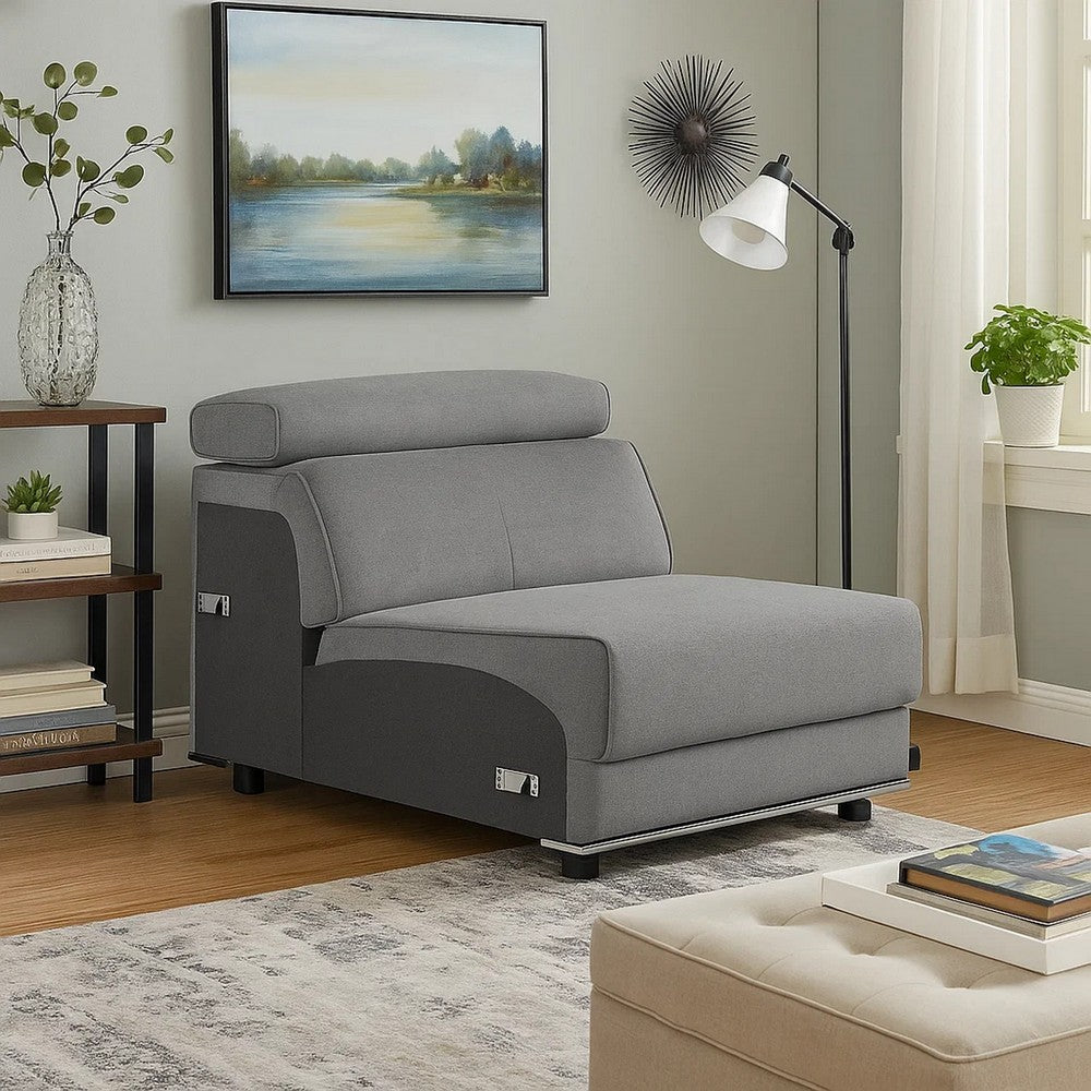 Benjara Fabric Upholstered Modular Armless Chair, Dark Gray