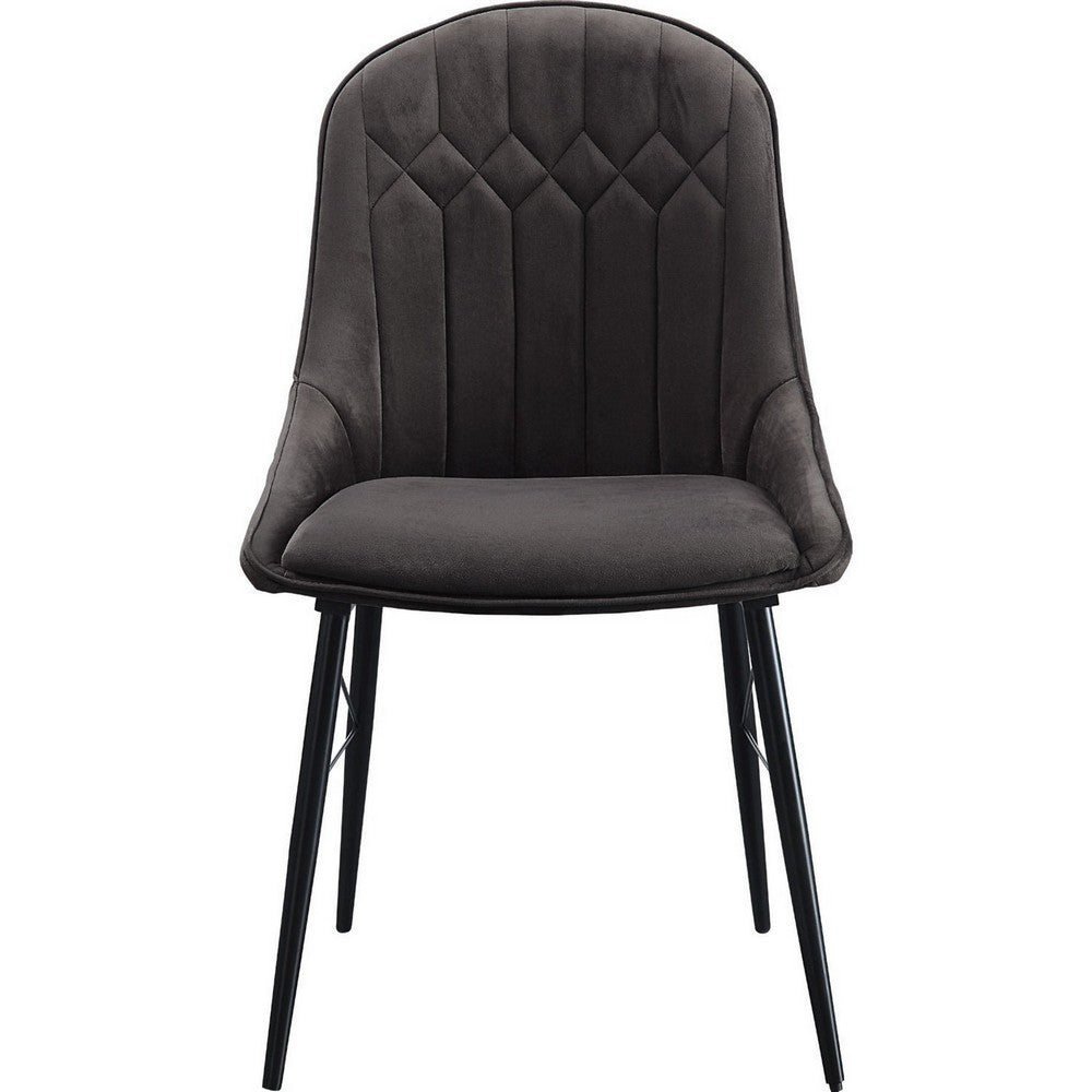 Benjara Fabric Upholstered Side Chair, Set of 2, Gray And Black