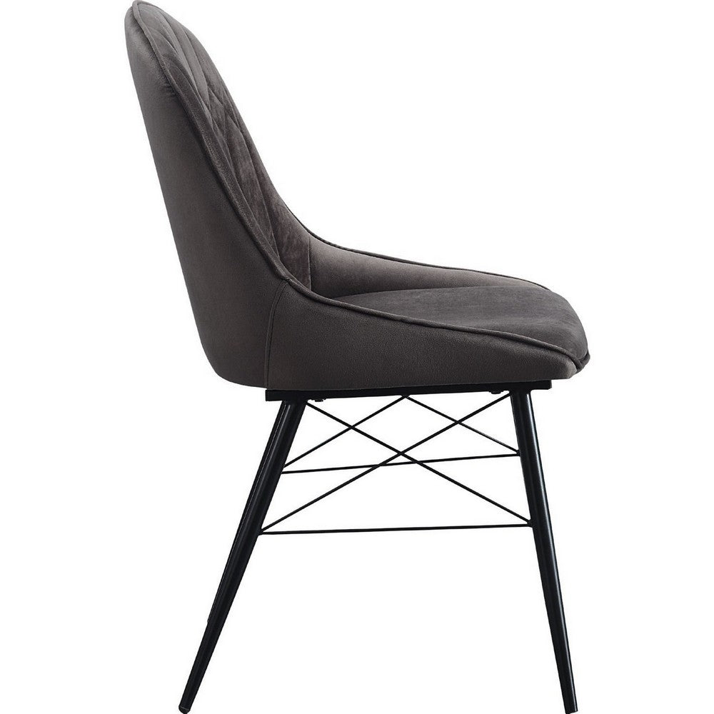 Benjara Fabric Upholstered Side Chair, Set of 2, Gray And Black