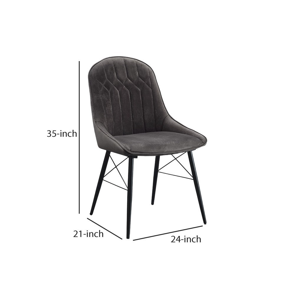 Benjara Fabric Upholstered Side Chair, Set of 2, Gray And Black