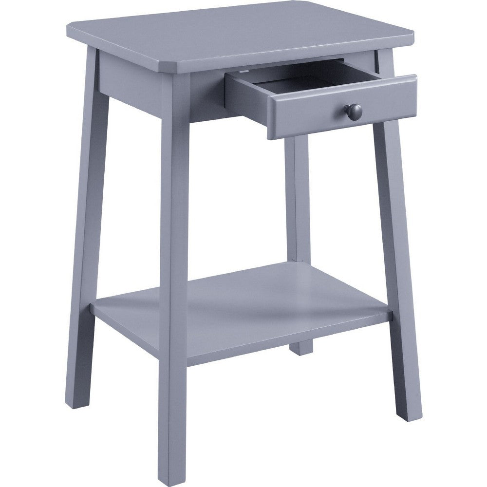 Benjara MDF Accent Table with 1 Drawer And Open Shelf, Gray