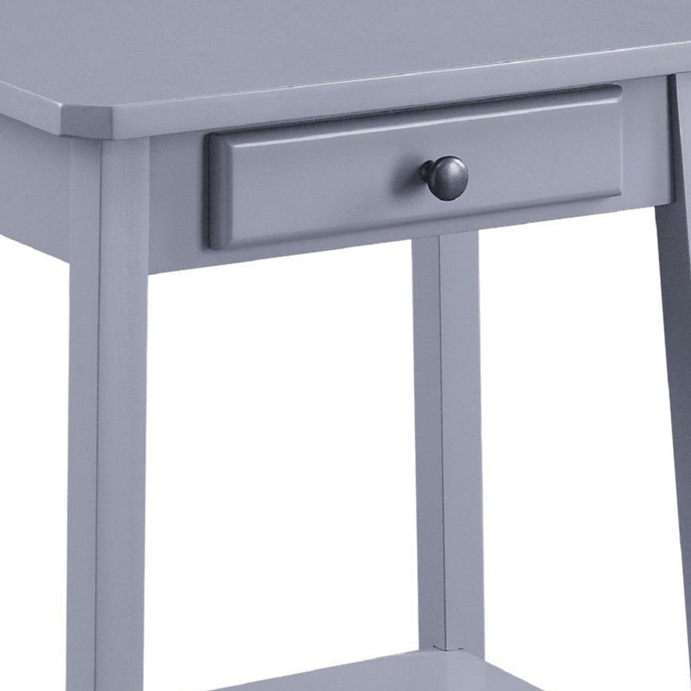 Benjara MDF Accent Table with 1 Drawer And Open Shelf, Gray