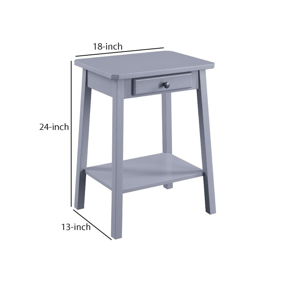 Benjara MDF Accent Table with 1 Drawer And Open Shelf, Gray