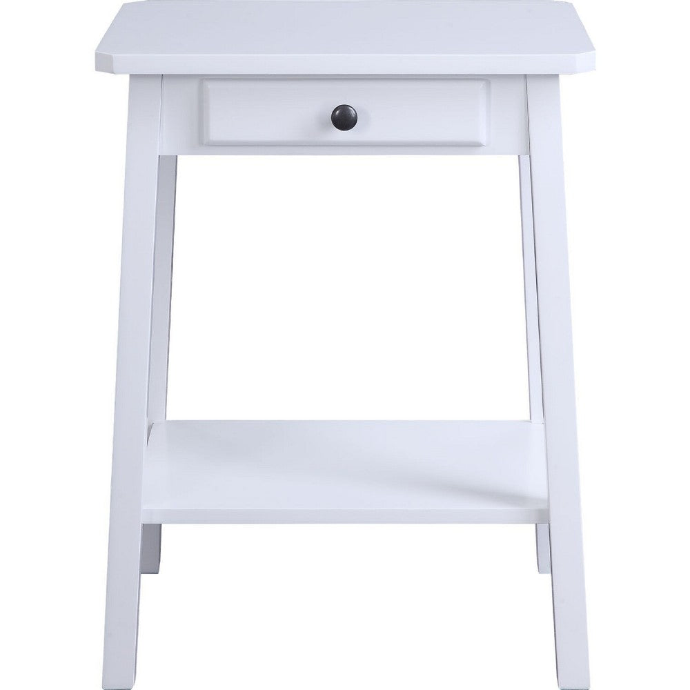 Benjara MDF Accent Table with 1 Drawer And Open Shelf, White
