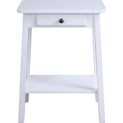 Benjara MDF Accent Table with 1 Drawer And Open Shelf, White