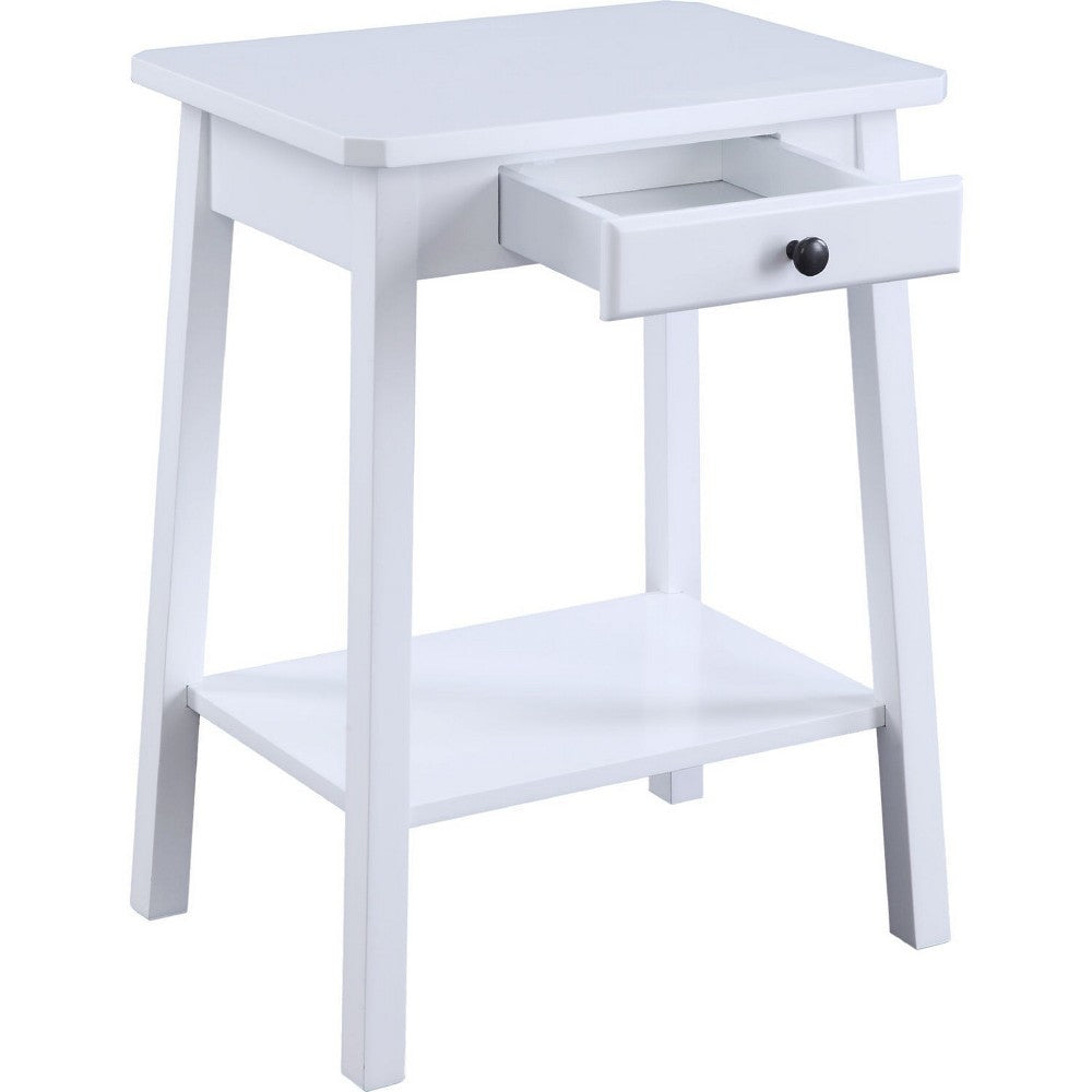 Benjara MDF Accent Table with 1 Drawer And Open Shelf, White