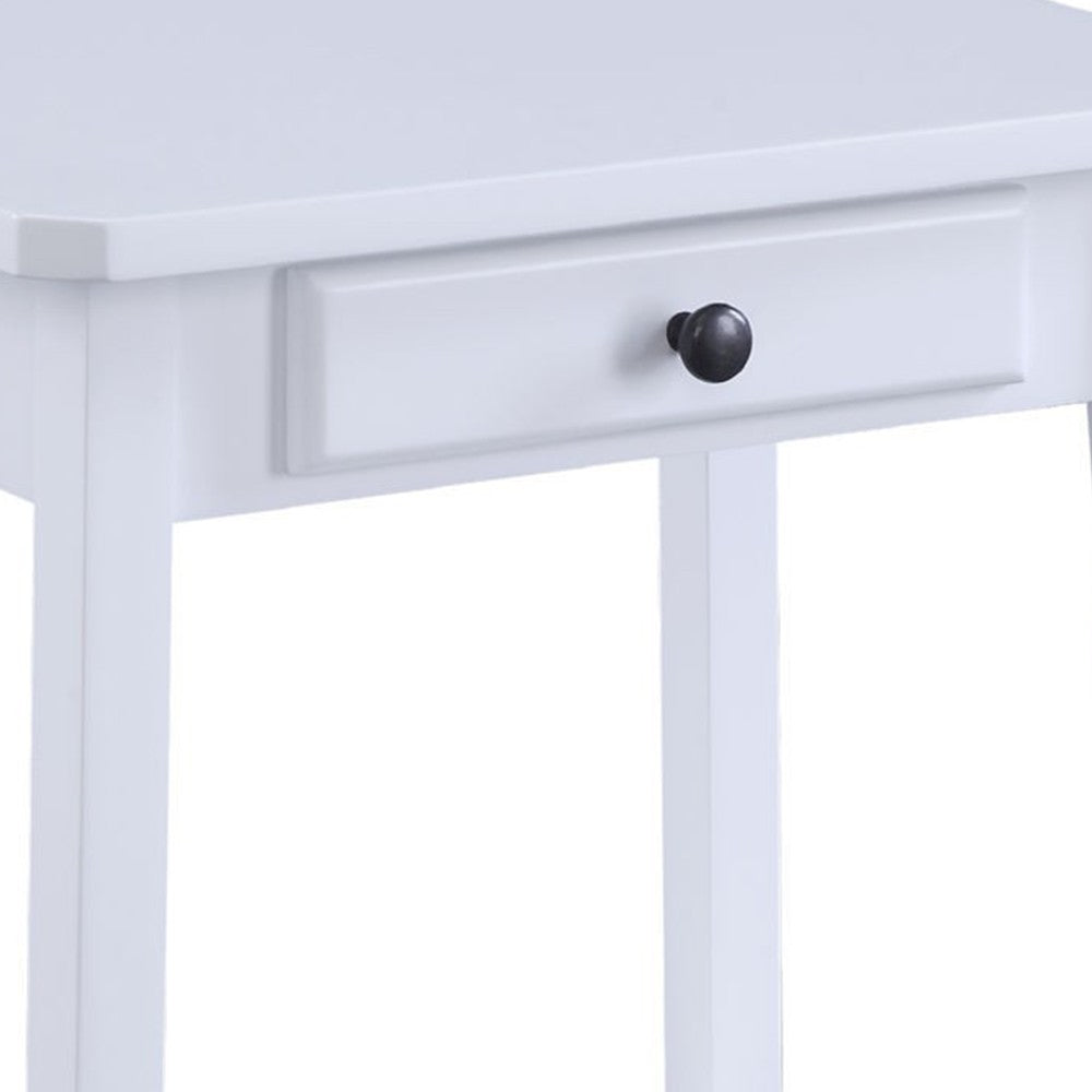Benjara MDF Accent Table with 1 Drawer And Open Shelf, White