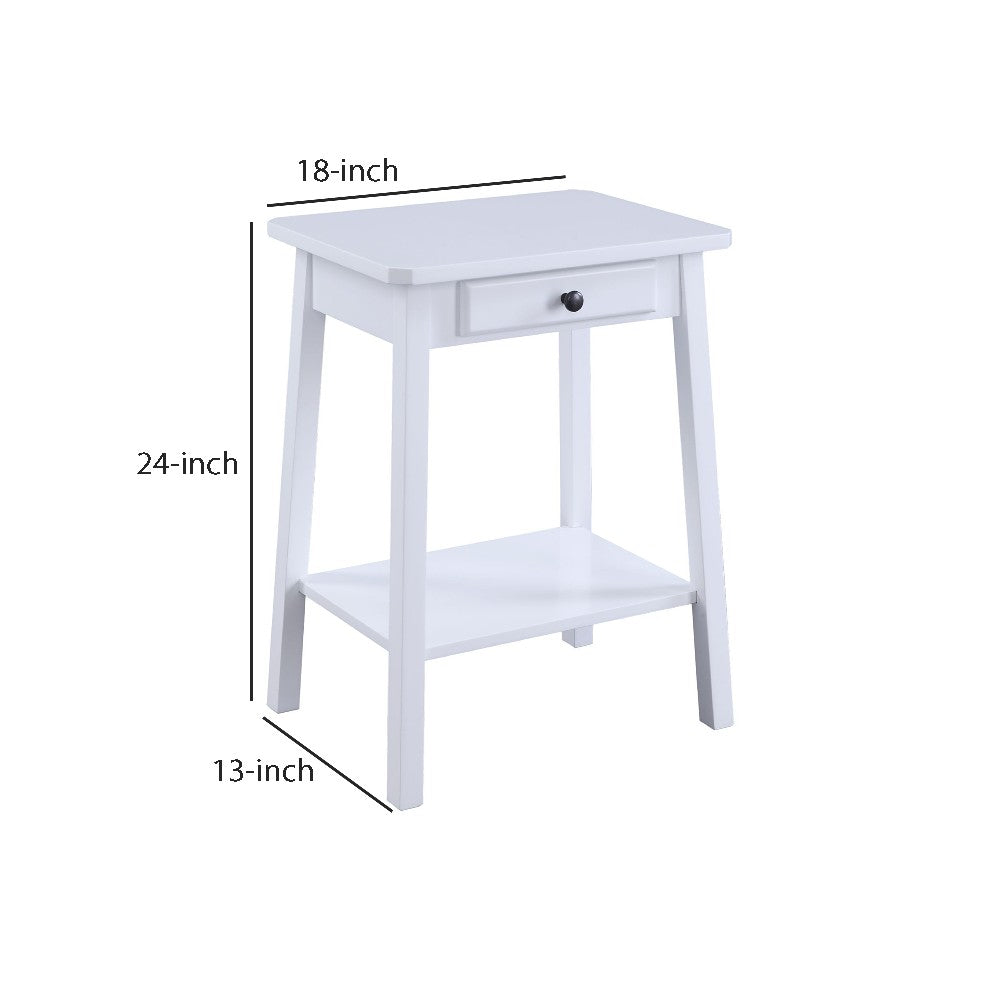 Benjara MDF Accent Table with 1 Drawer And Open Shelf, White