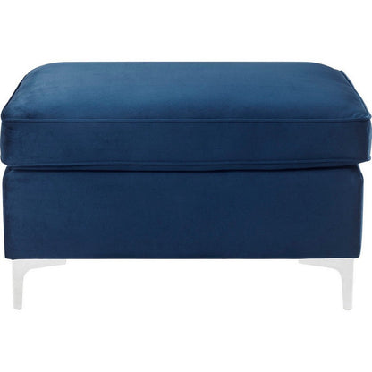 Benjara Ottoman with Removable Cushion Seat And Sleek Legs, Blue