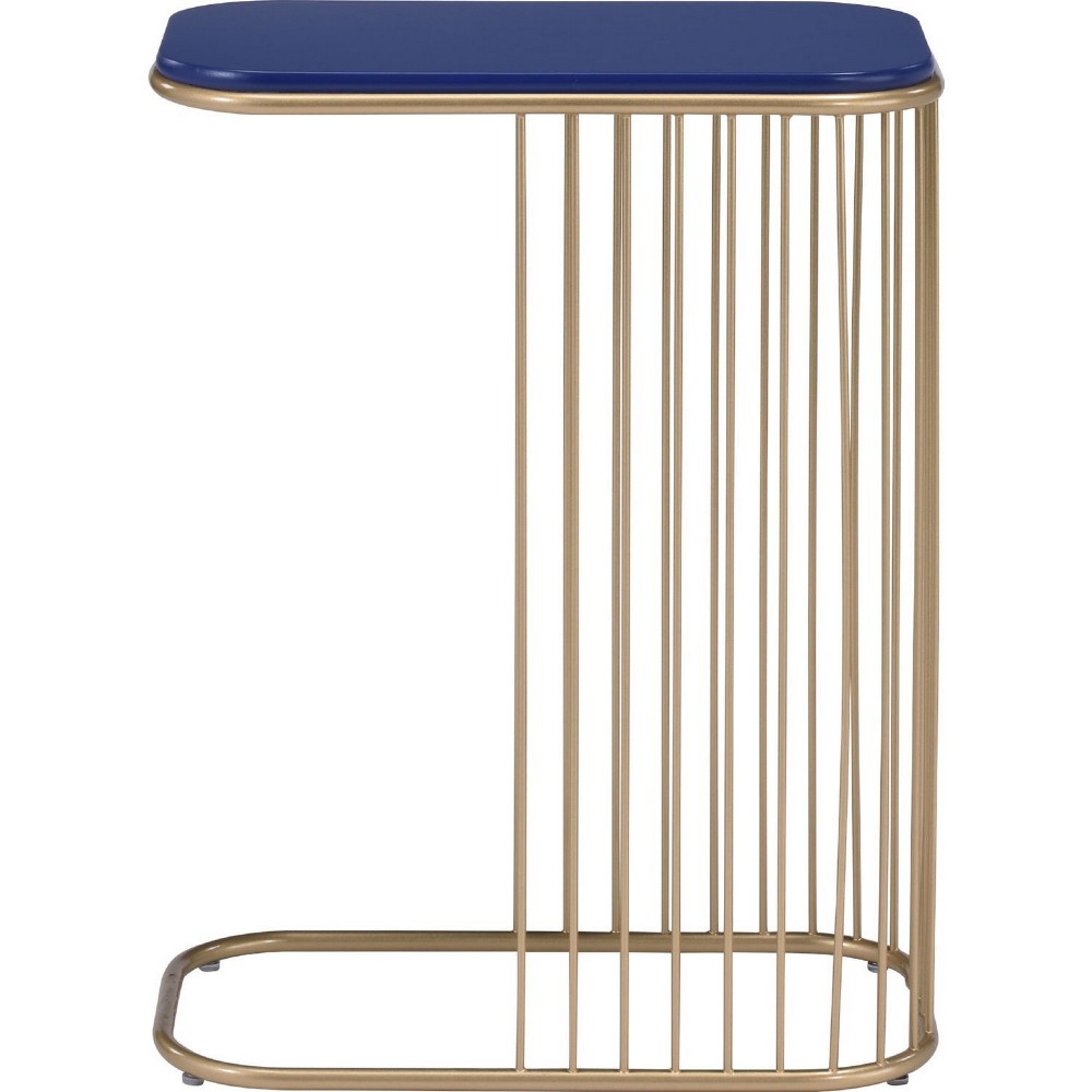 Benjara Open Framed Unique Accent Table, Blue And Gold