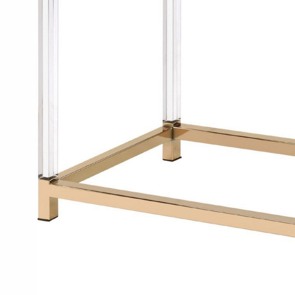Benjara Metal Base Framed Console Table, Black And Gold